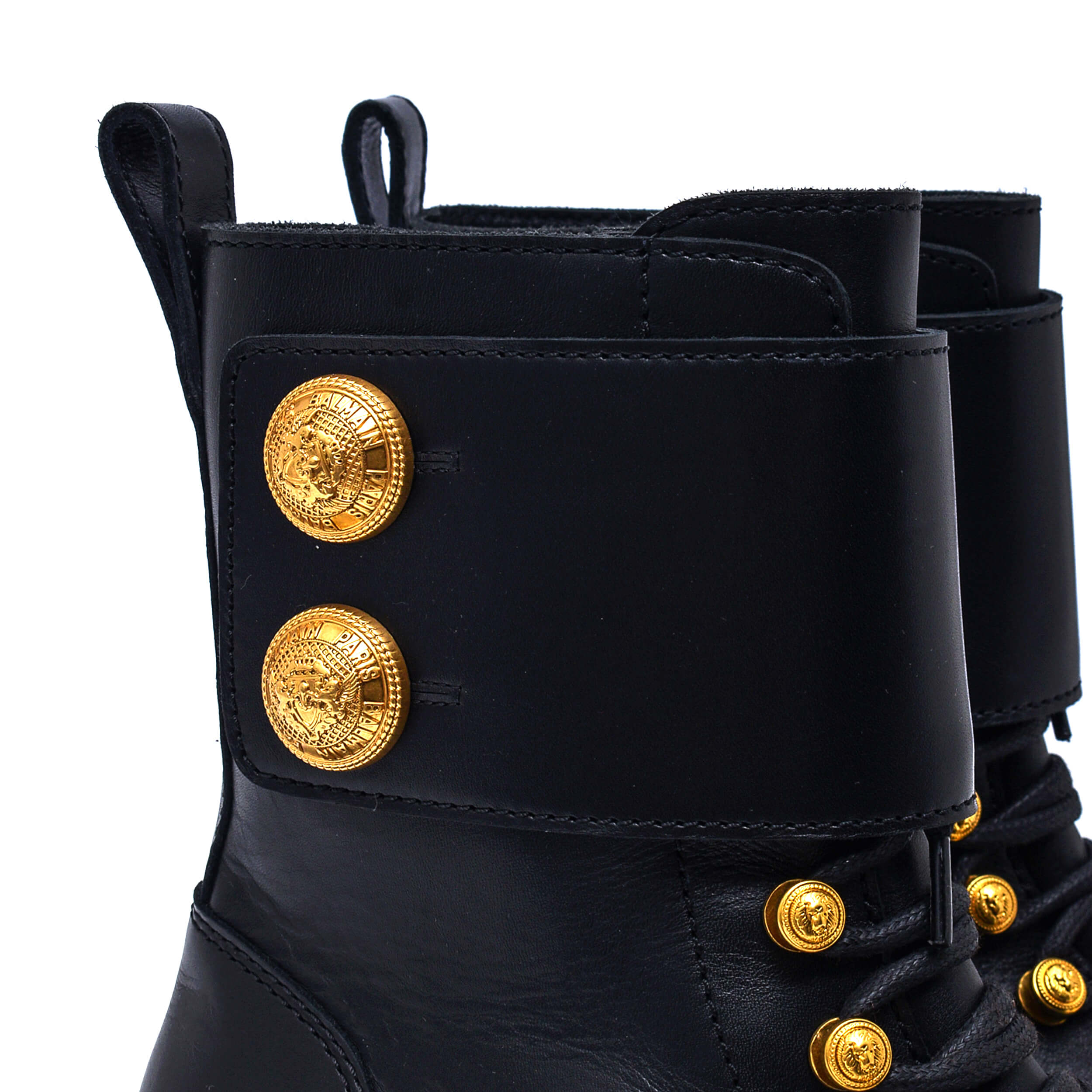 Balmain - Black Leather Ranger Army Combat Boots / 38